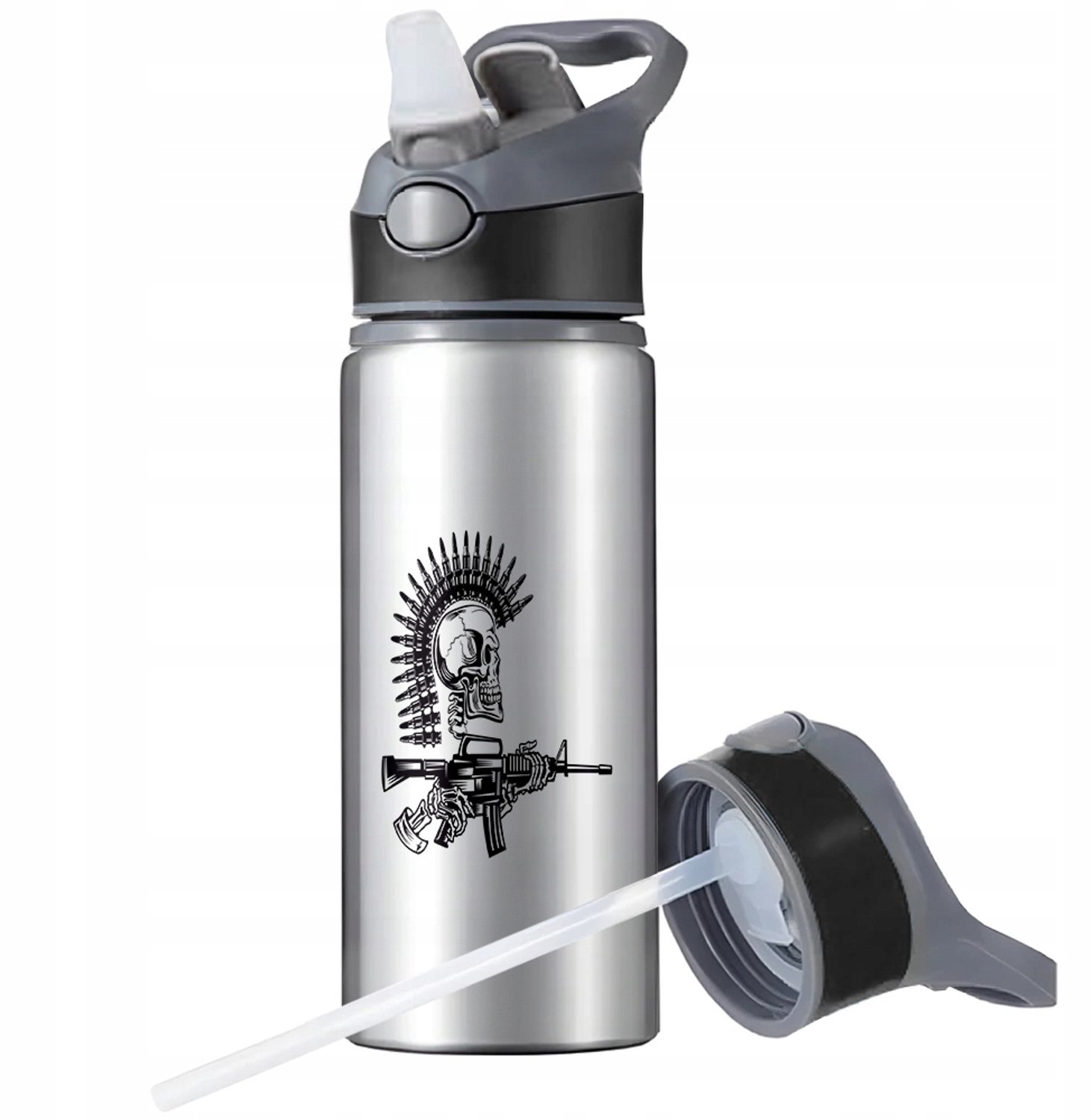 Aluminium Sport Bidon 650ml met Rietje en Handvat - Ideaal voor Outdoor