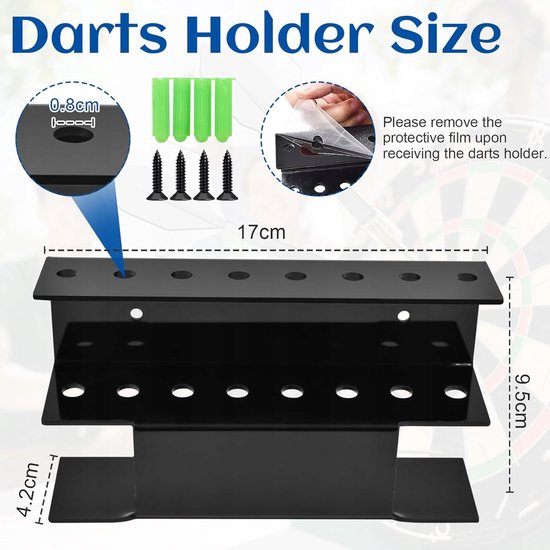 Set van 2 zwarte acryl dartpijlhouders voor muur of tafel — afbeelding 4