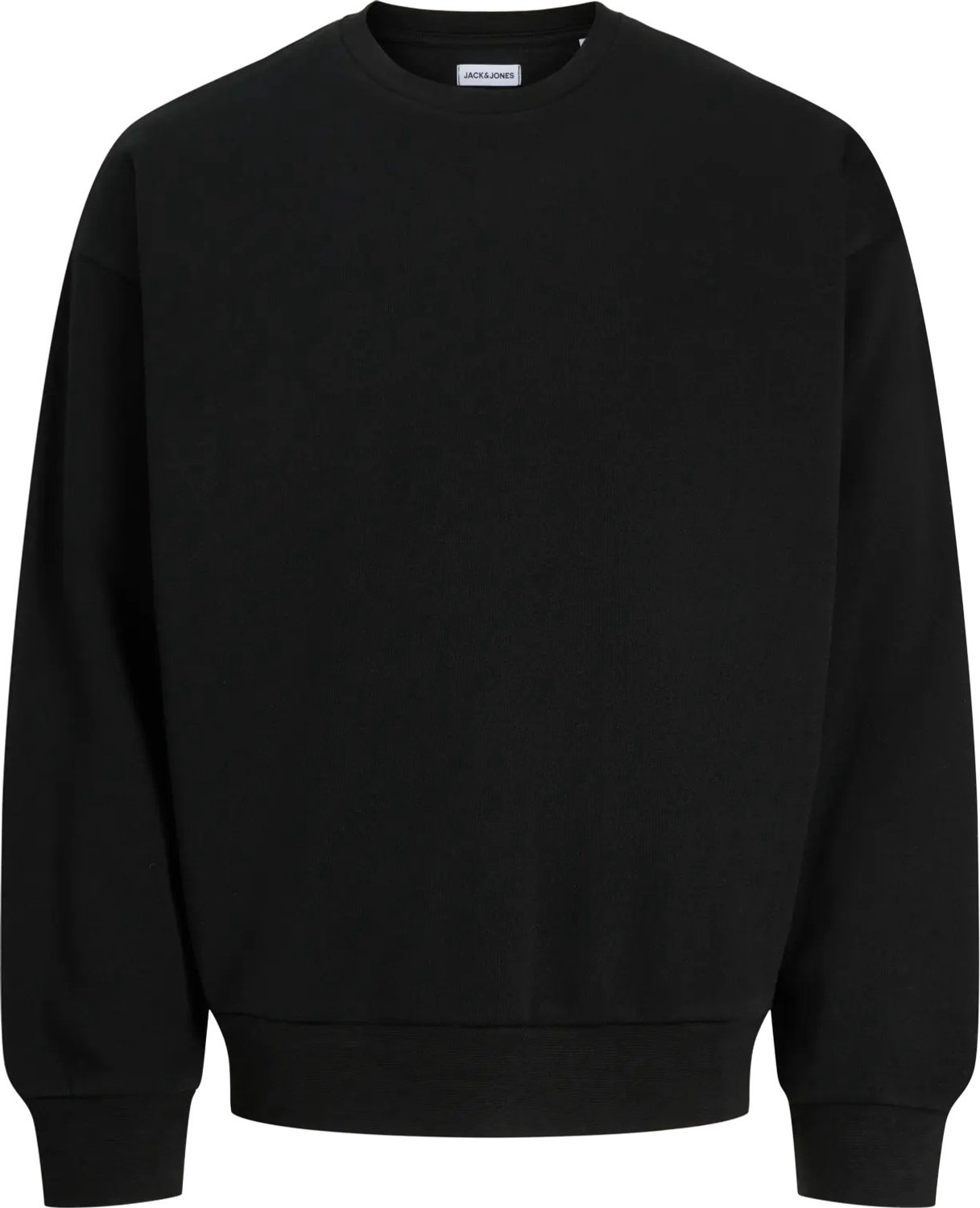 JACK & JONES Jacollie plain sweatshirt relaxed fit - heren sweatshirt polyester met O-hals - zwart (black)