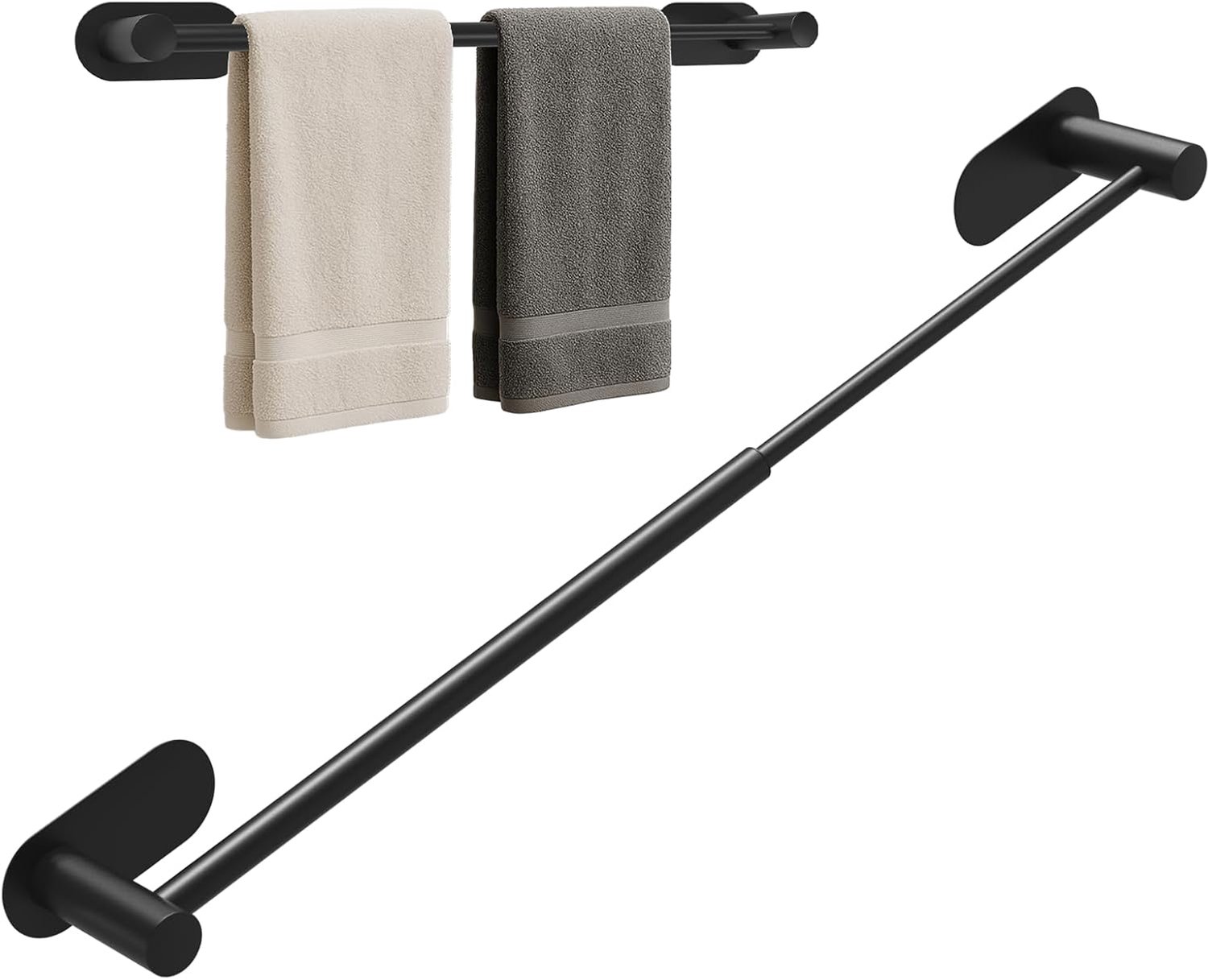 Famanu - Handdoekhouder zelfklevend - ruimtebesparend en uitrekbaar van 37 cm tot 57,5 cm - voor keuken en badkamer
