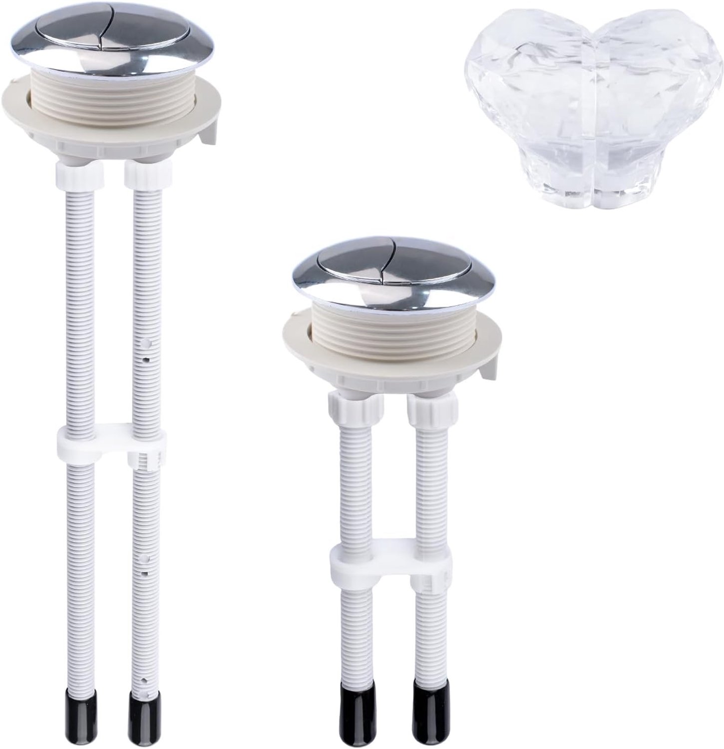 Set van 48mm Toilet Water Tank Knoppen, Verstelbare Dubbele Spoelknop voor Toilet, Vervangingsknop voor Spoelen en Rinses, Geschikt voor Diverse Toiletten