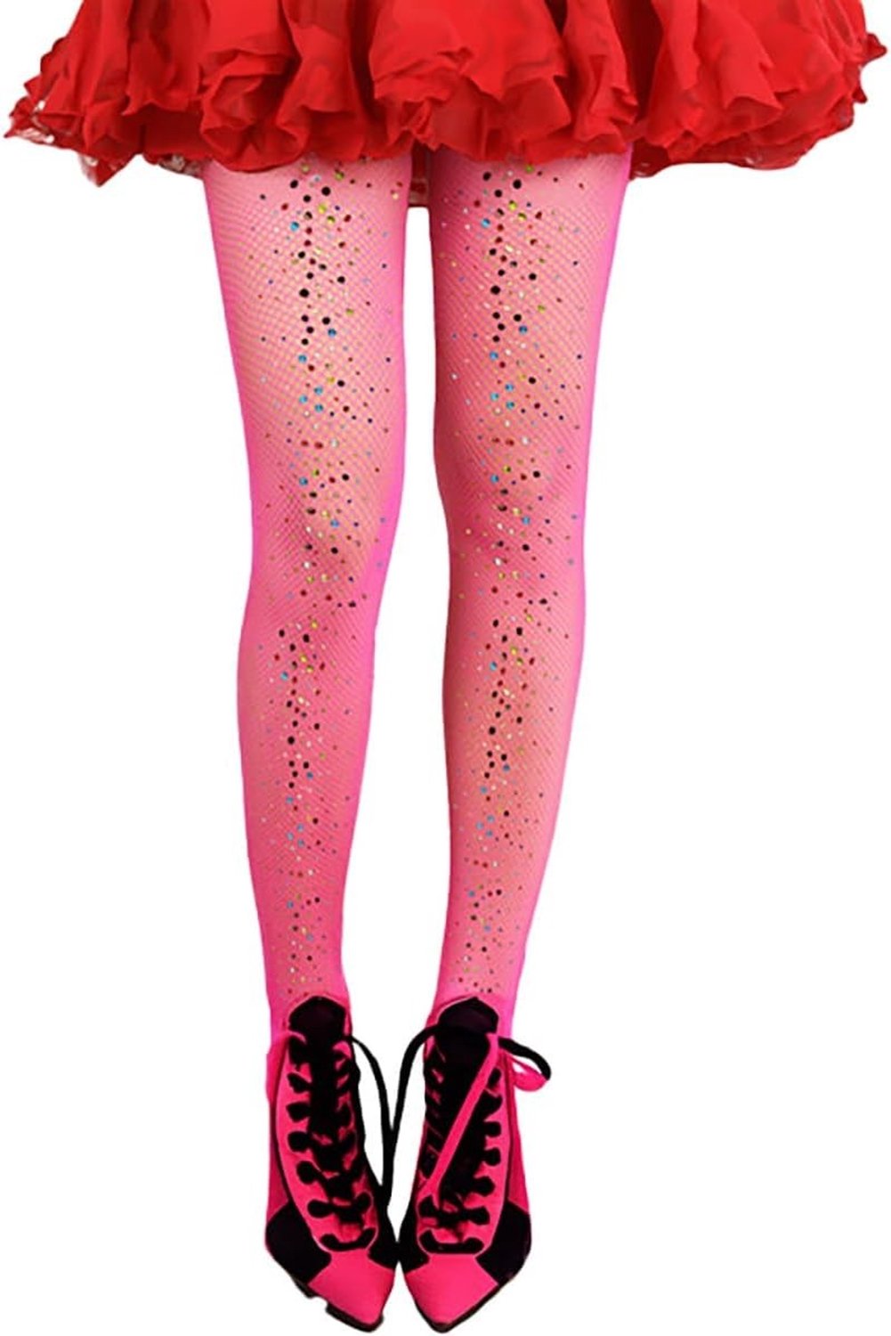 Verleidelijke Visnet Panty met Glitter en Strass - Elastische Hoge Taille Garter Kousen voor een Sensuele Look