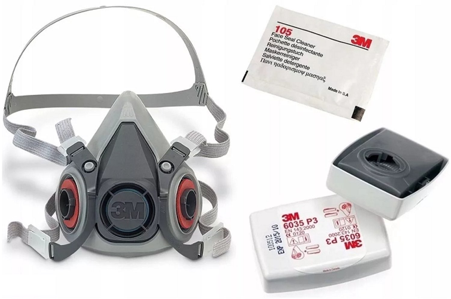 3M 6200 Halfmasker met P3 Stof Filters - Complete Set