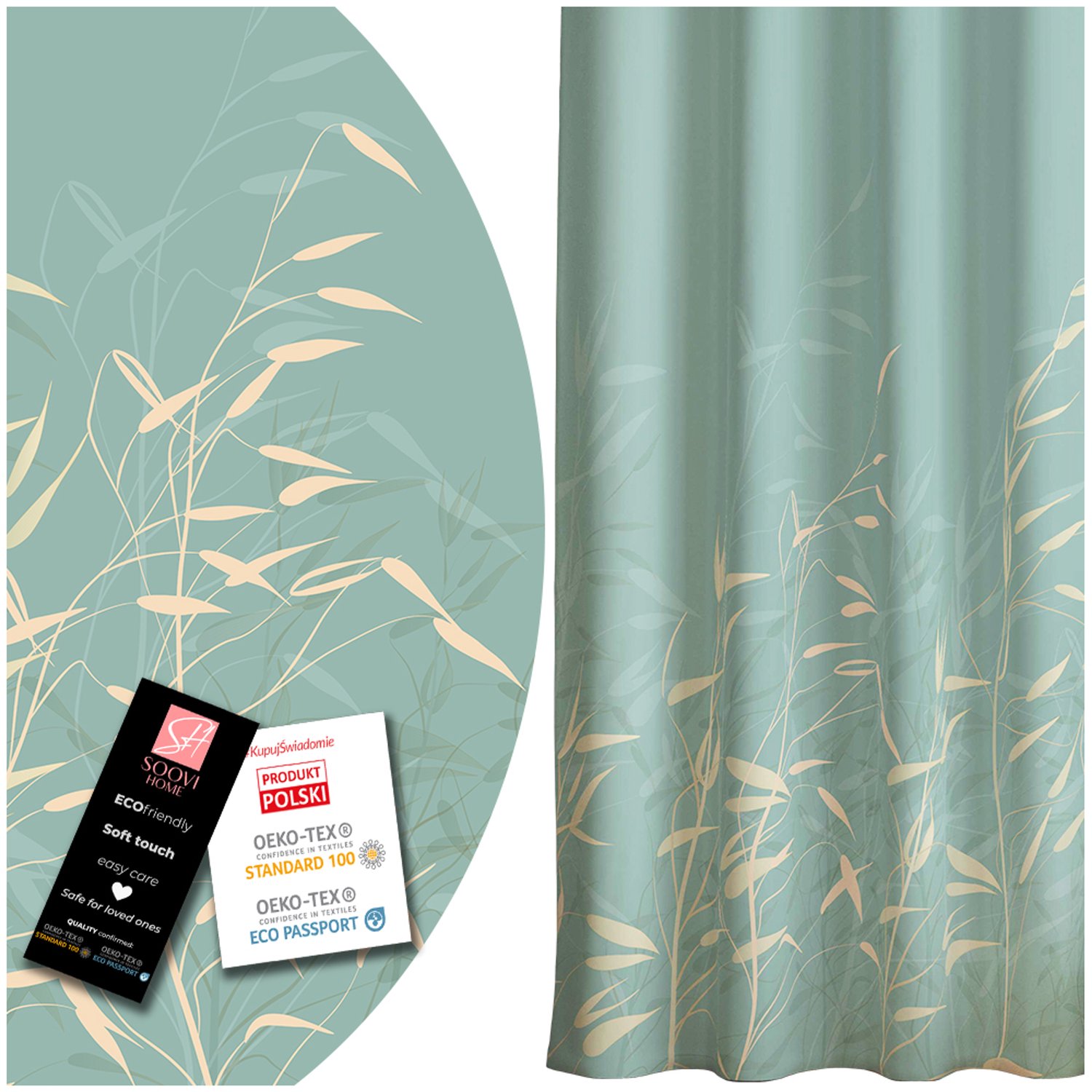 Turkoois/Blauwe Gordijn 140x230cm met Plissintape - Op Maat