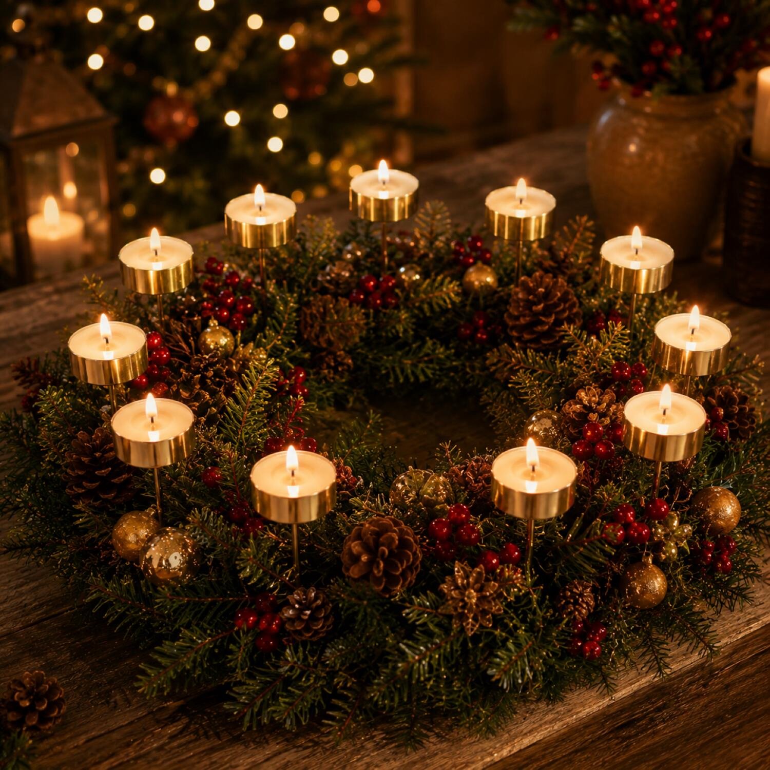 Othmar Decorations Theelichthouders stekers - 12x -goud - 5 cm -metaal - voor kerststuk