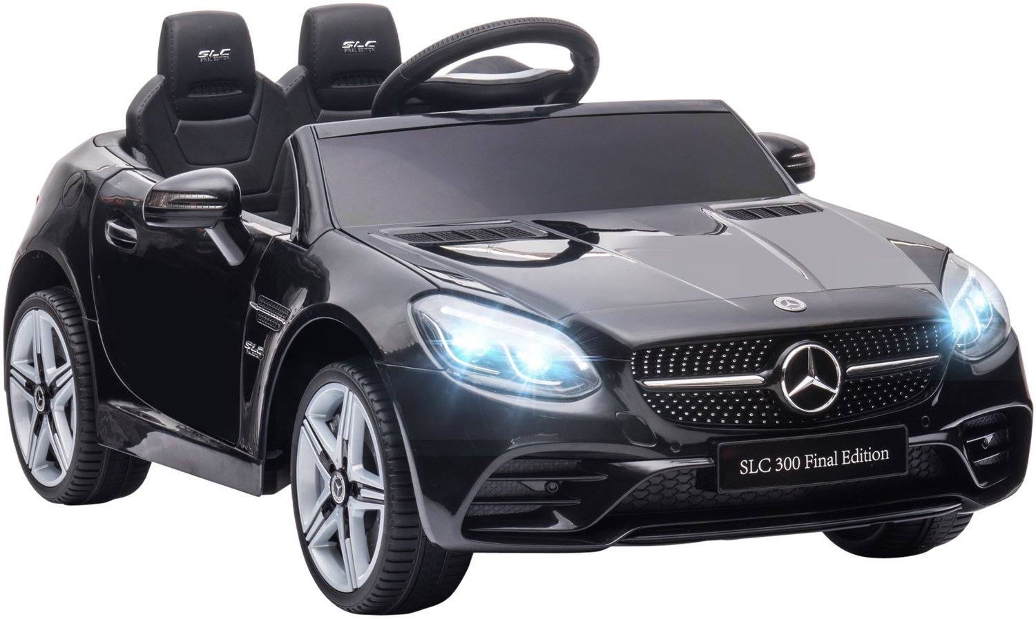 Playon Elektrische kinderauto - Met afstandsbediening en muziekfunctie - Met ledverlichting - 107 x 62,5 x 44 cm - Zwart