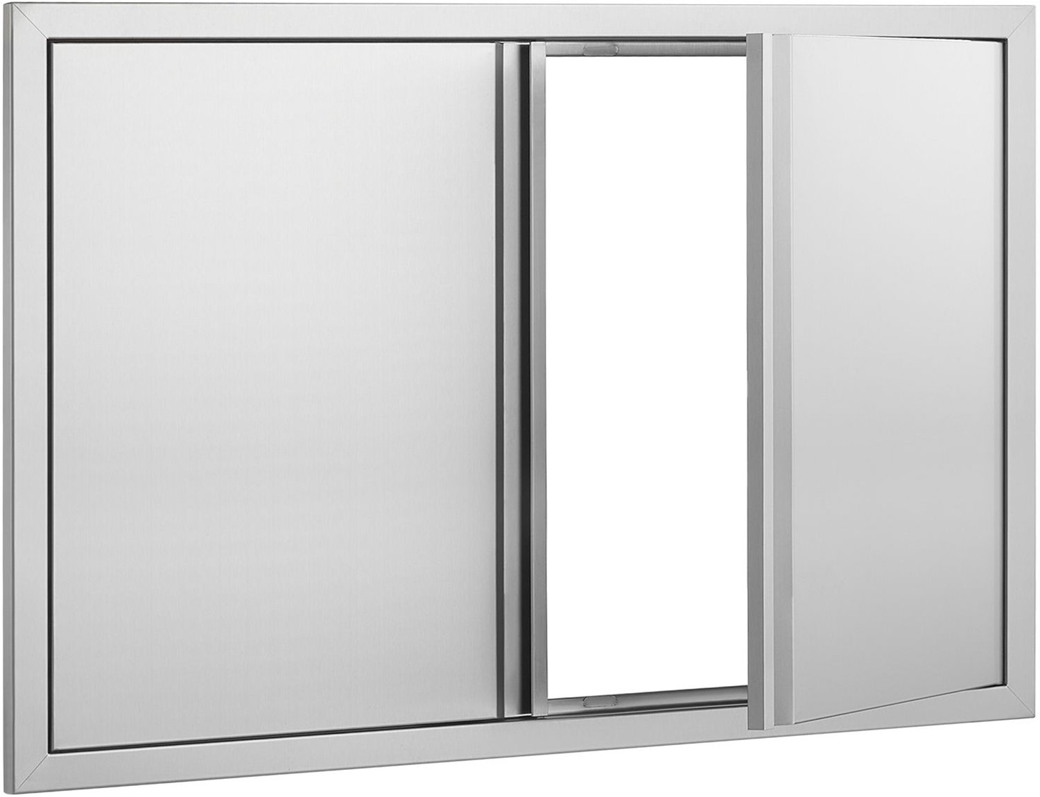 BBQ-toegangsdeur- 914x610 mm dubbele buitenkeukendeur- roestvrijstalen vlakke deur- verticale wanddeur met verzonken handgrepen- voor BBQ-eiland- grillstation- buitenkast