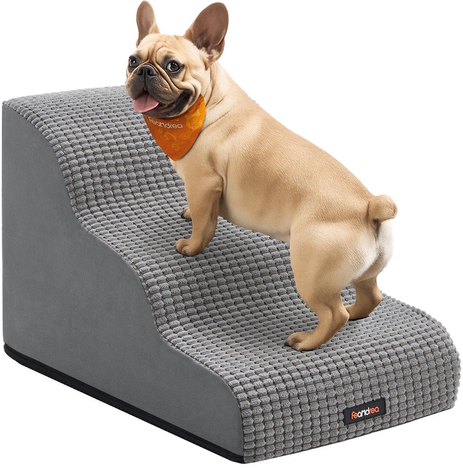 Waterafstotende antislip hondentrap met 3 treden – duifgrijs