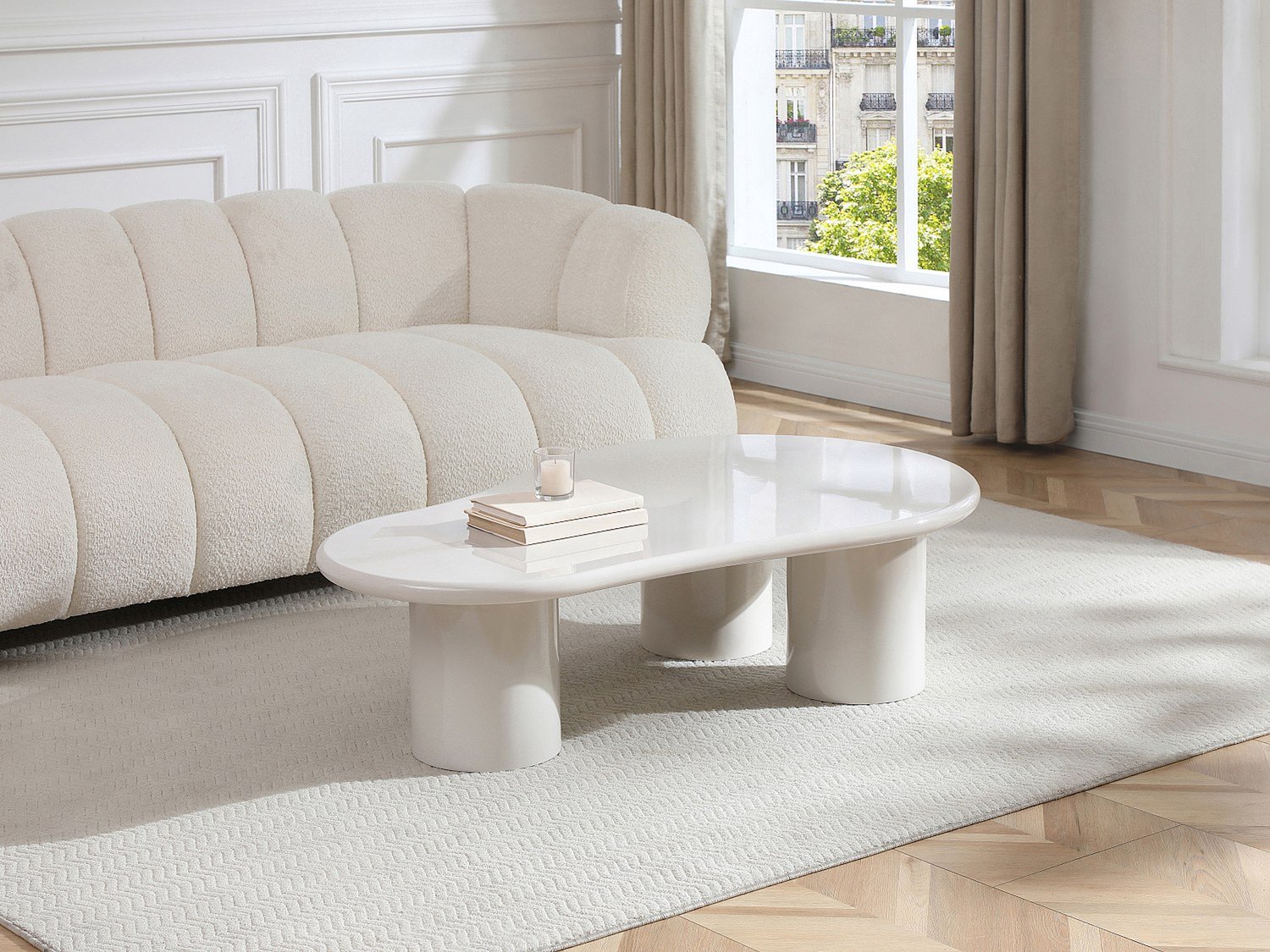 Vente-unique Salontafel in MDF - Beige gelakt - OLIRENA