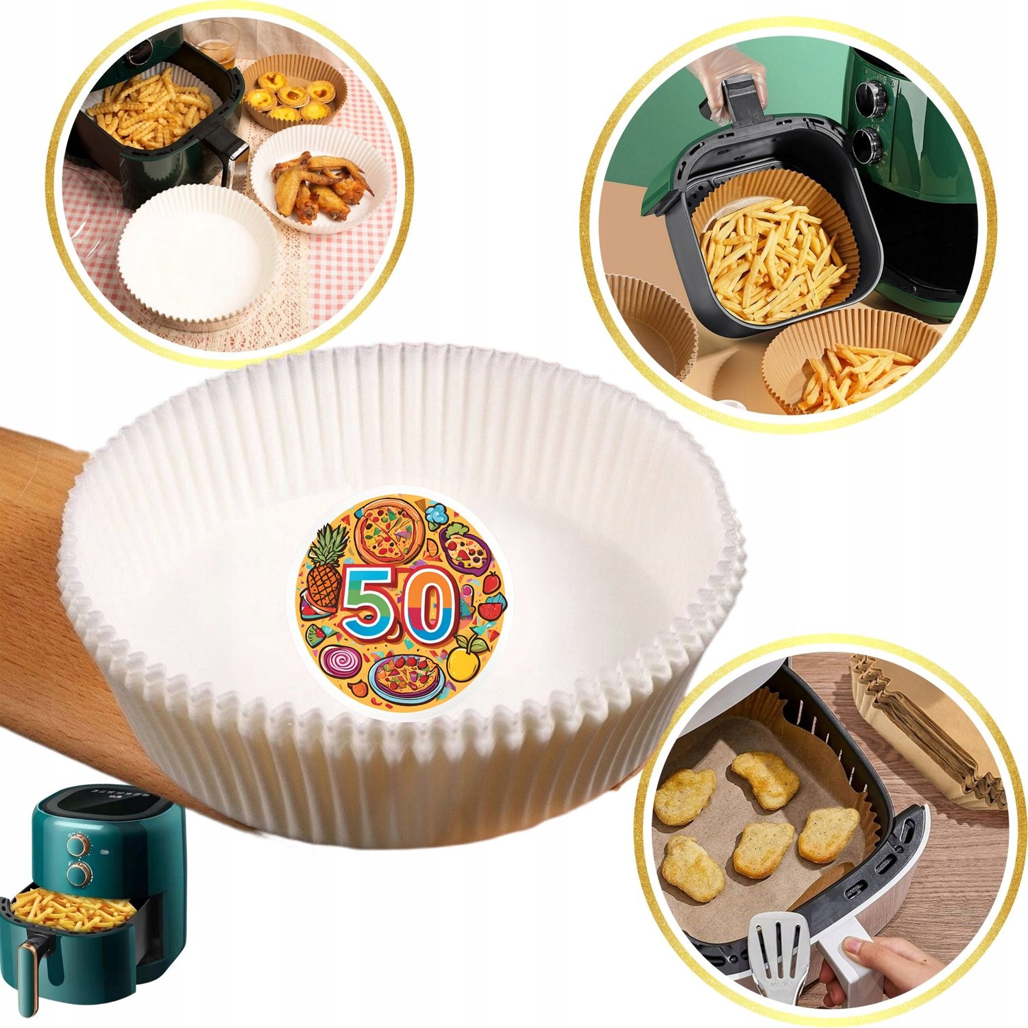 Papieren Airfryer Bakvorm - Rond Wit 50 stuks
