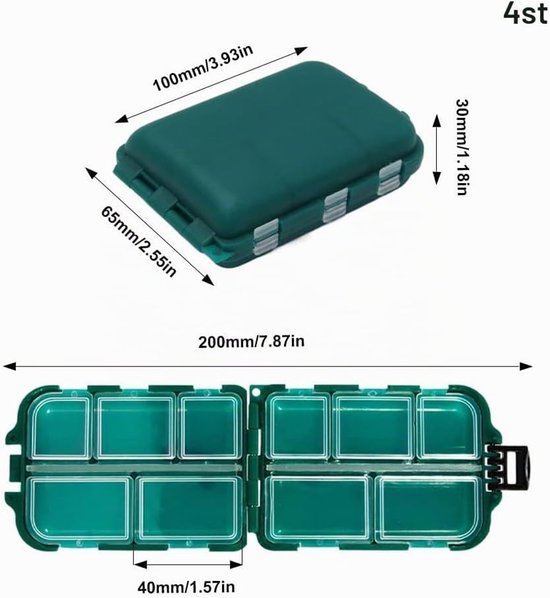 Compacte Visaccessoires Opbergdoos met 10 Compartimenten voor Lood, Haken en Aas - Dubbelzijdige Tackle Box voor Kleine Visspullen en Lure Opslag — afbeelding 3