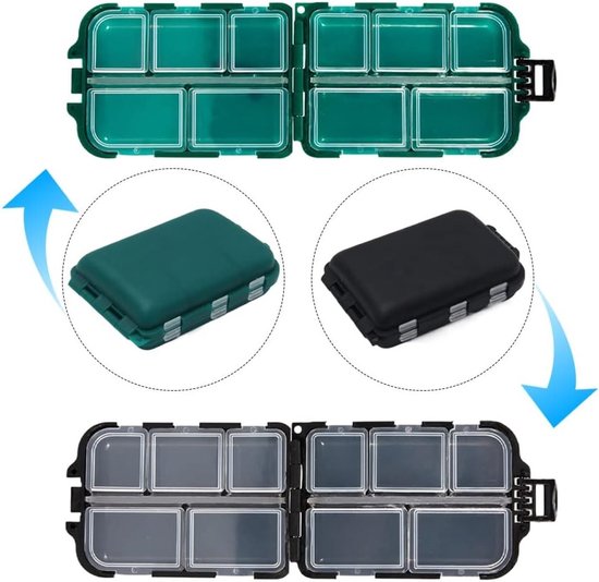 Compacte Visaccessoires Opbergdoos met 10 Compartimenten voor Lood, Haken en Aas - Dubbelzijdige Tackle Box voor Kleine Visspullen en Lure Opslag — afbeelding 5