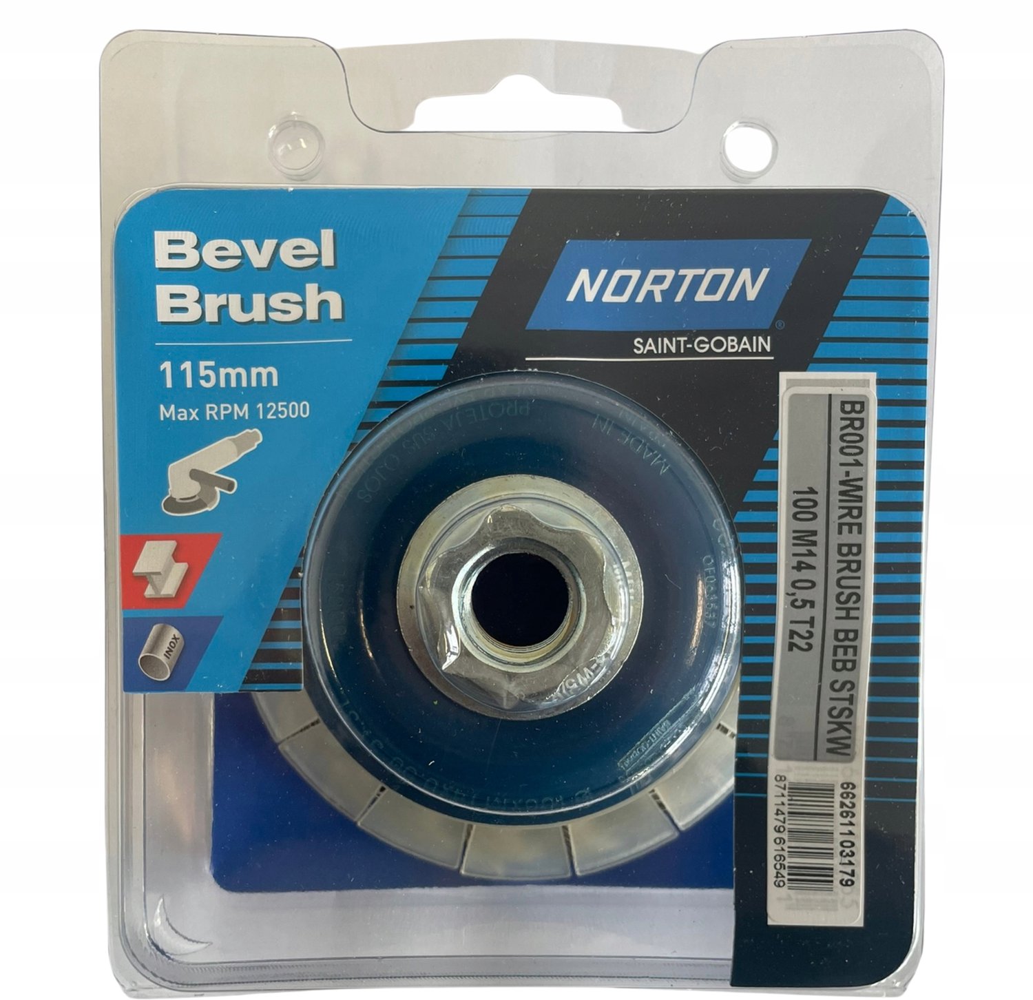 Norton Draadborstel M14 115mm 12500 RPM voor Staal & RVS