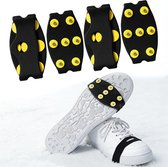 Famanu - Schoenspikes voor winterse omstandigheden - Voorkom uitglijden op ijs - Met 7 spikes - Zwart 2 stuks
