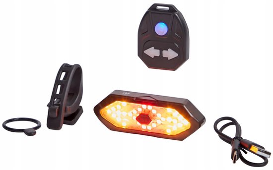 Dunlop - Oplaadbaar Fietsachterlicht met Richtingaanwijzers - Inclusief afstandsbediening - USB-oplaadbaar - 5 Functies: Continu Rood Licht - Knipperend Rood Licht - Knipperend Waarschuwingslicht - Knipperlicht Links - Knipperlicht Rechts — afbeelding 2