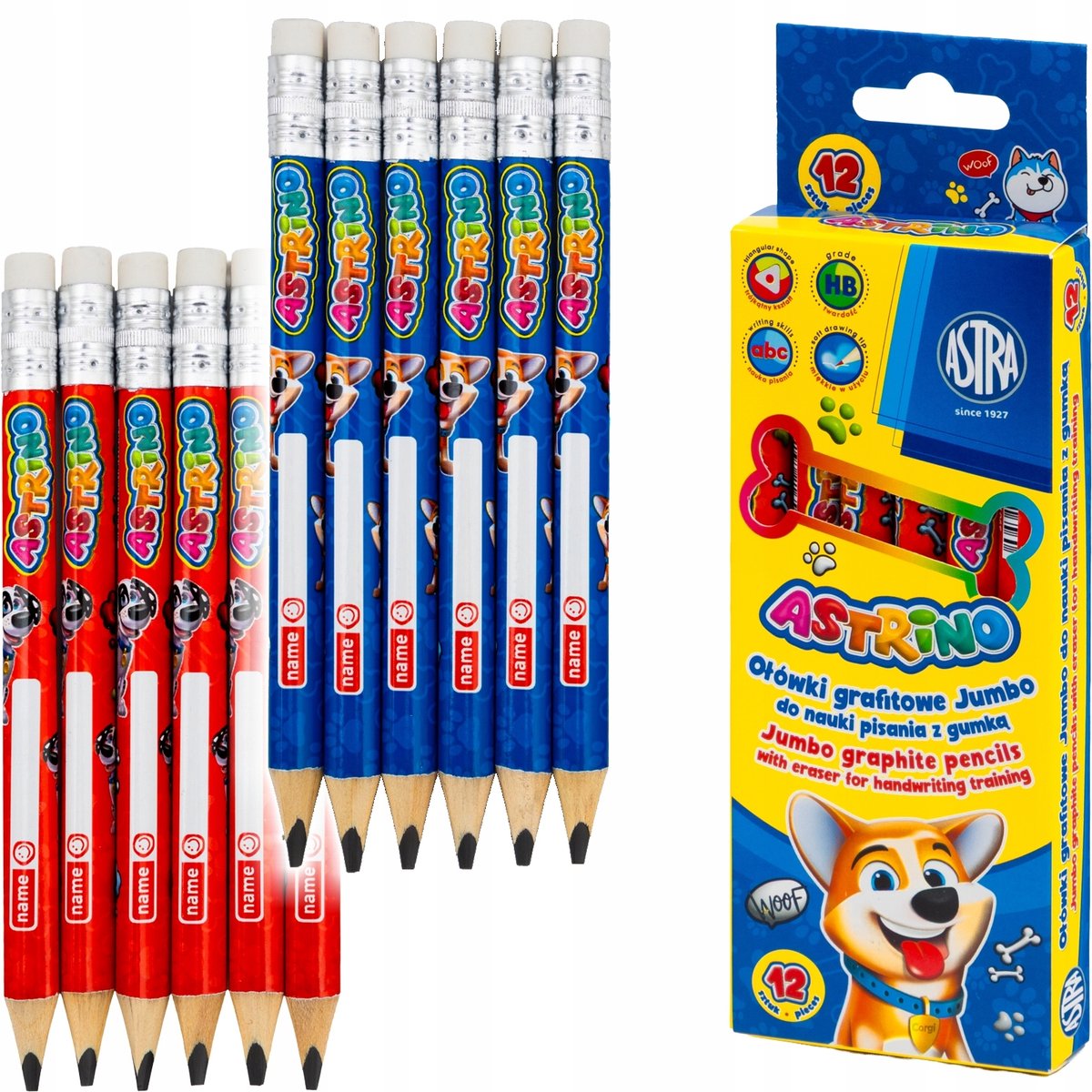 Astra Astrino Jumbo Driehoekige Potloden HB met Gum - 2 Stuks