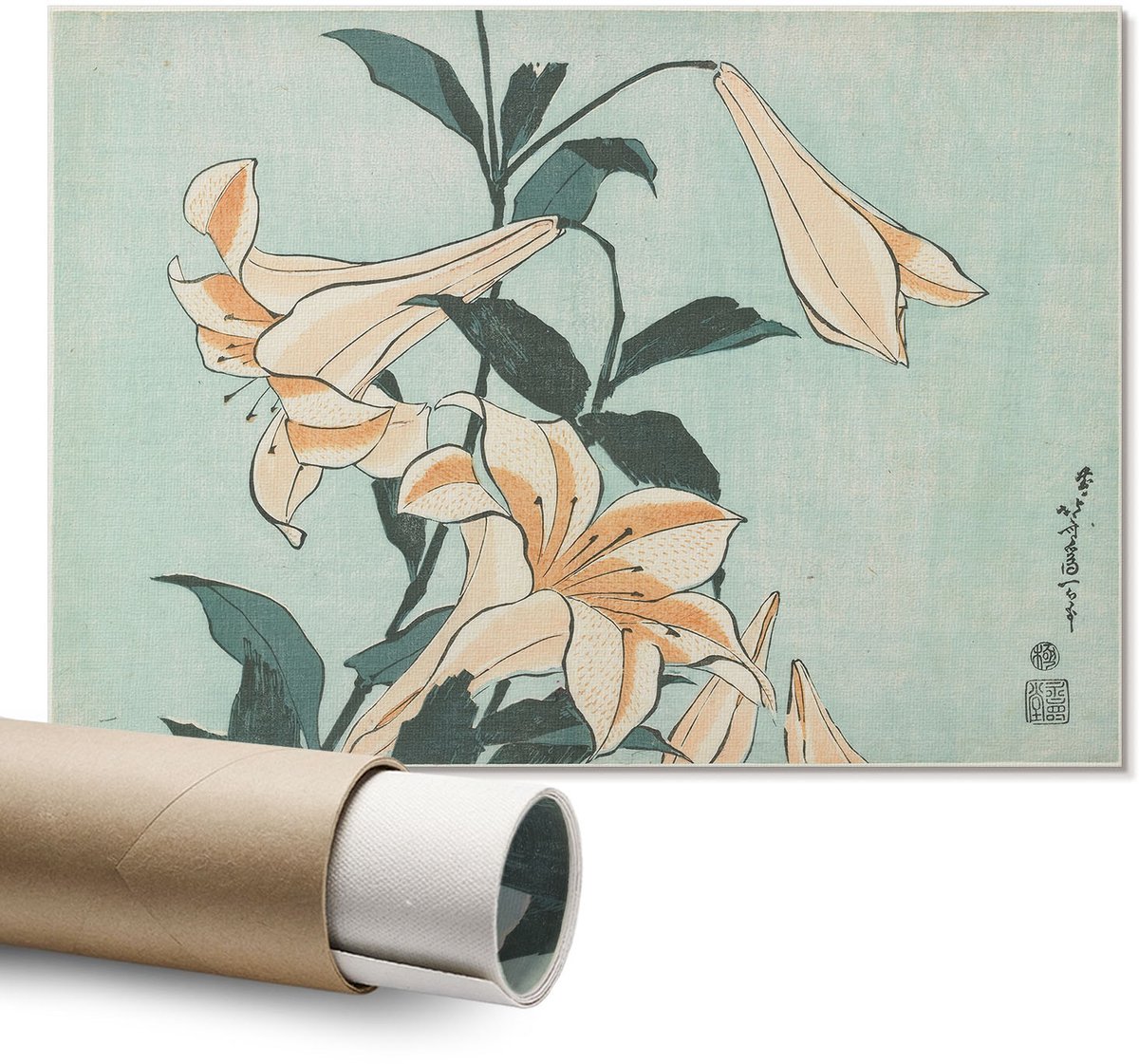 Coloray Polycanvas Wandposter - Kleurrijk Boeket, Waterverf - A1 - Wit Design - Rechthoek - Canvasposter - Woonkamer - Romantisch