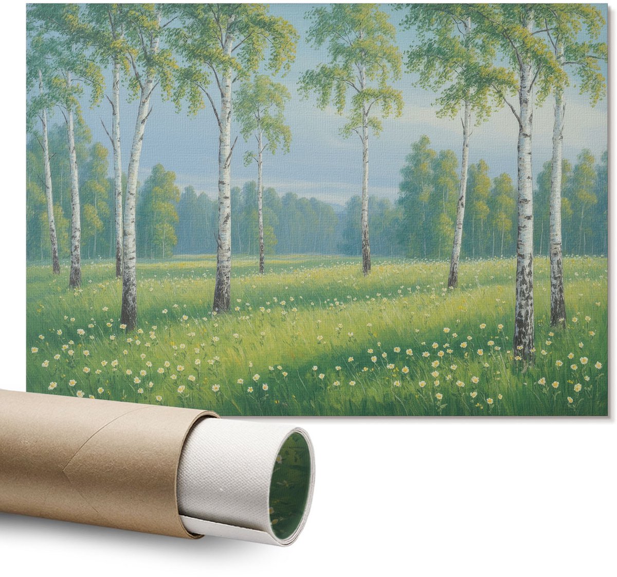 Coloray Polycanvas Wandposter – Idyllisch Landschap, Groen – A1 – Beige Poster – Rechthoek – Wandkunst – Kantoor – Modern