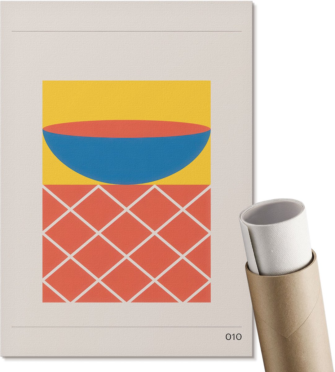Coloray Polycanvas Wandposter - Kwartet, Illustratie - A3 - Blauw Design - Rechthoek - Muurkunst - Woonkamer, Slaapkamer, Kantoor - Minimalist