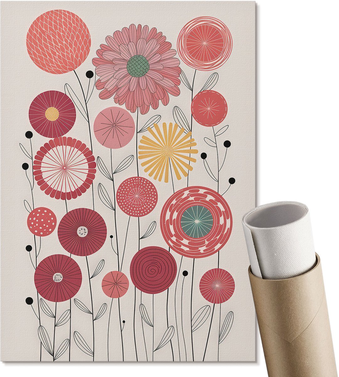 Coloray Polycanvas Poster - Kleurrijke Abstractie, Schilderen - A2 - Geel Illustratie - Rechthoek - Decoratieve poster - Woonkamer, Slaapkamer, Kantoor - Expressief