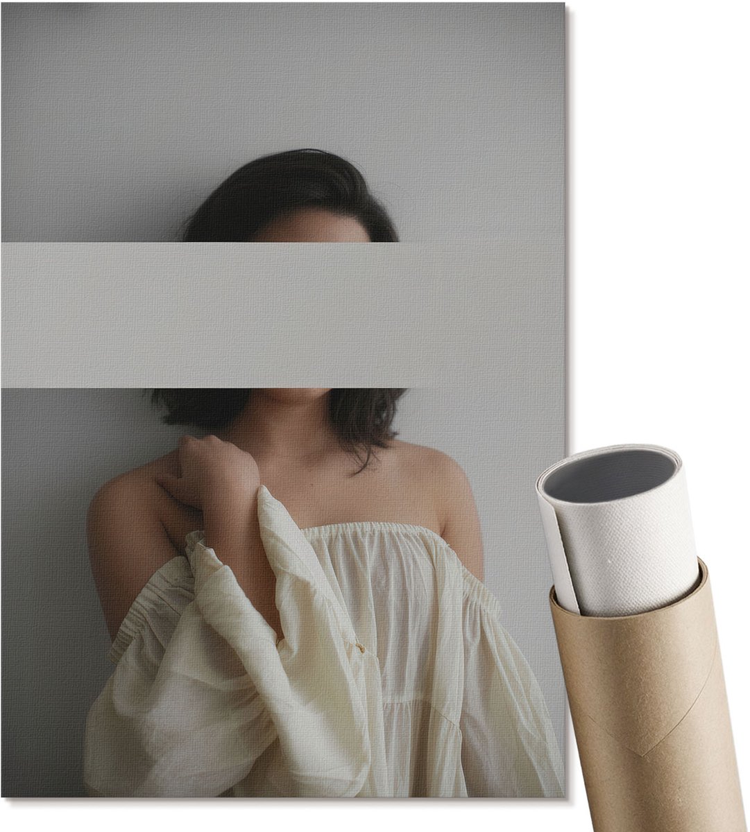 Coloray Polycanvas Wandposter - Uil In Vlucht, Zwart-wit - A4 - Wit Poster - Rechthoek - Interieurdecoratie - Kantoor - Glamour
