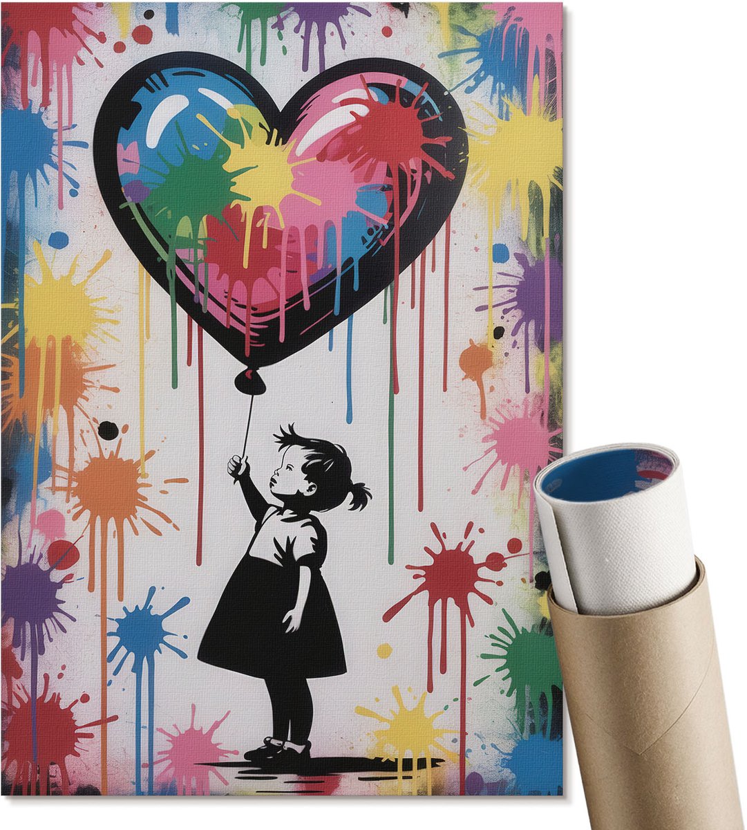 Coloray Polycanvas Wandposter - Boom En Vogels, Illustratie - A3 - Oranje Wanddecoratie - Rechthoek - Canvasposter - Woonkamer, Slaapkamer, Kantoor - Expressief