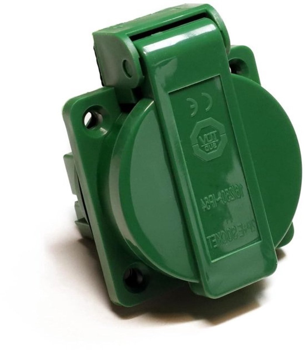 Inbouwstopcontact - Stopcontact Schuko - Elektra Aanleggen - Stofdicht en Spatwaterdicht - IP54 16A - Groen