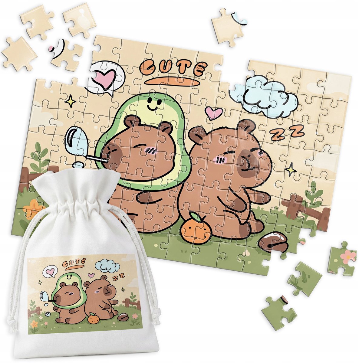 Merkloos Kapibara Puzzel - 96 Stukjes - Leuk en Educatief