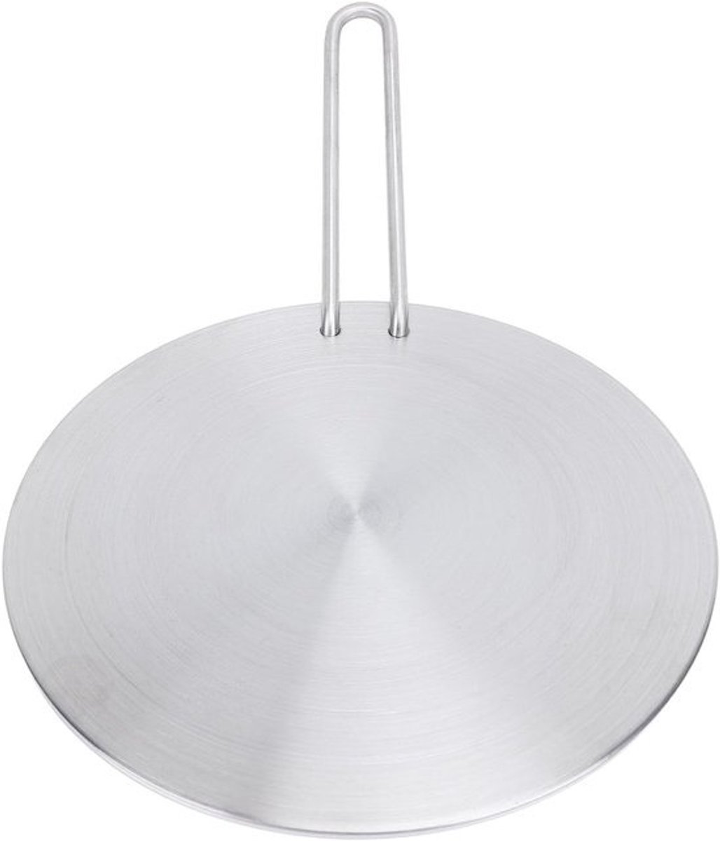 Warmteverspreider Plaat - Kookplaat Accessoire - Gelijkmatig Koken - Afneembare Handgreep - 20x20x2 cm - Zilverkleurig