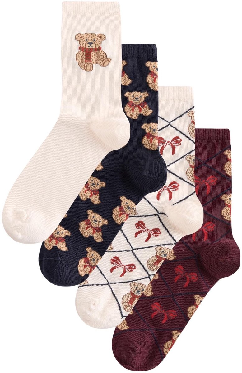 Next - Dames - Set van 4 paar enkelsokken - Blauw
