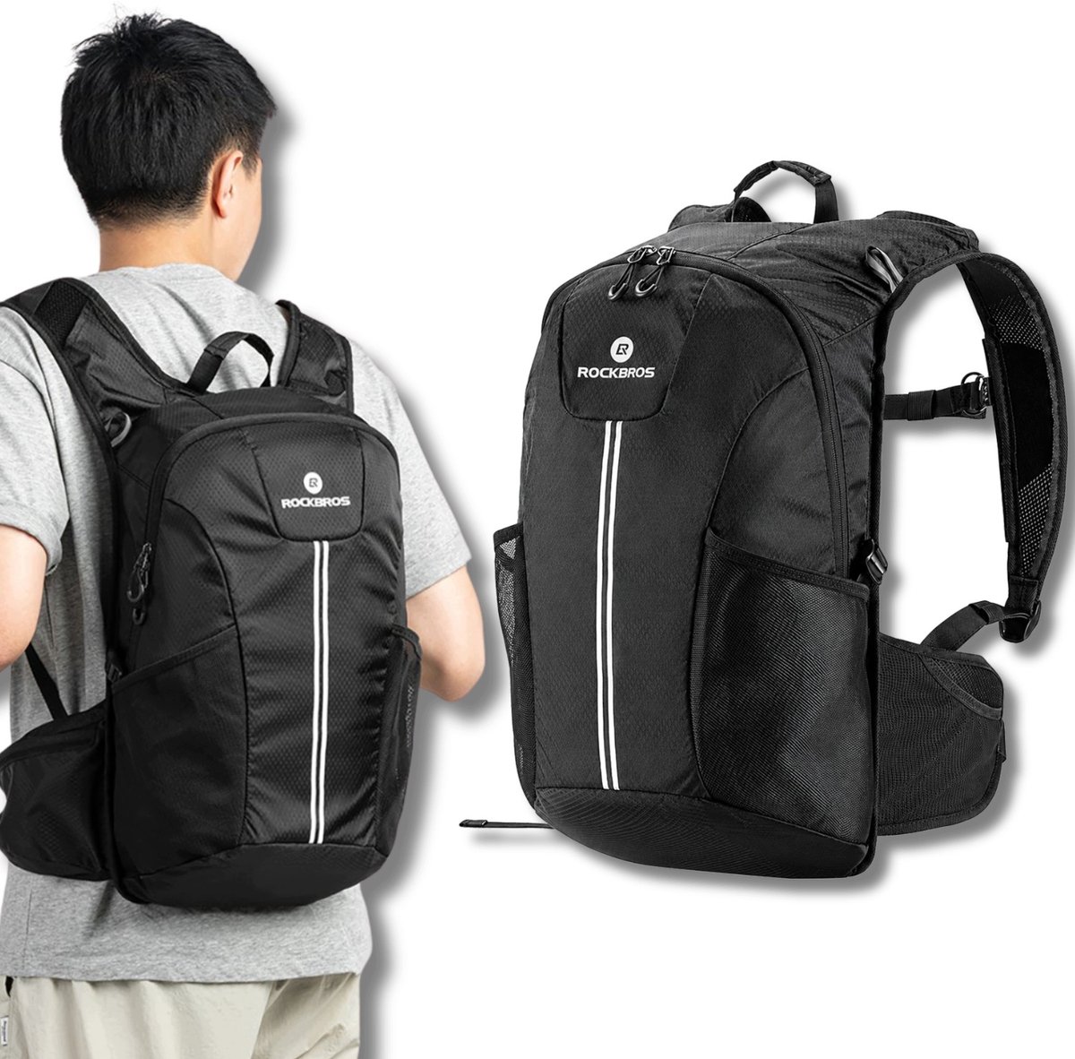 Rockbros Rugzak 20L Zwart Waterdicht & Reflecterend voor Fietsen