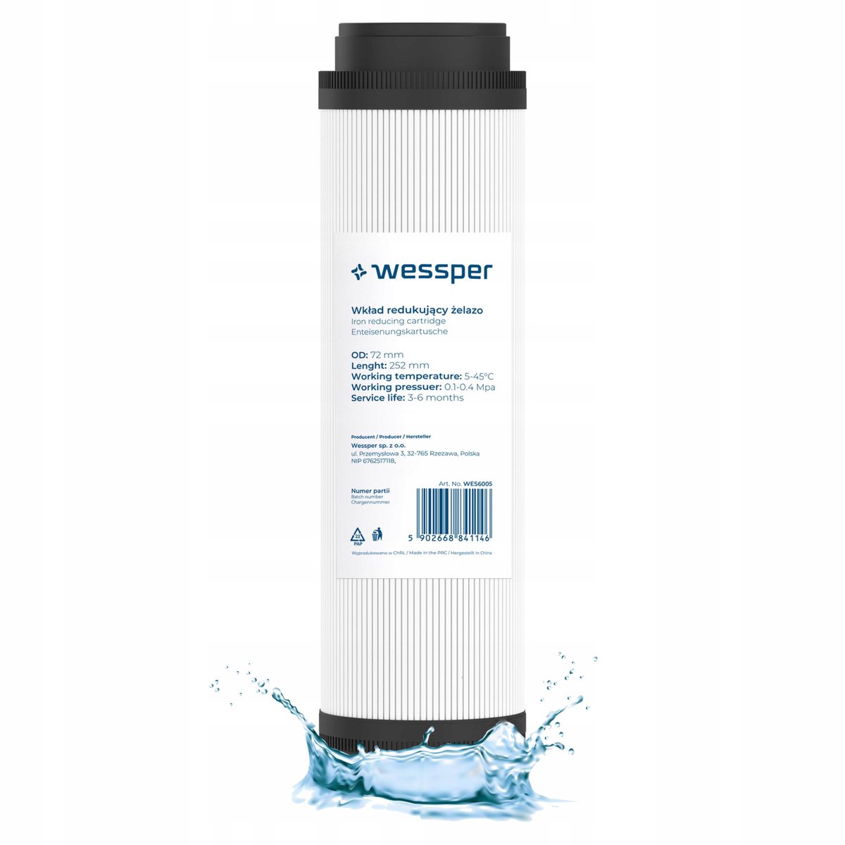 Wessper 10" Ontijzeringsfilter voor Water - Voorfilter