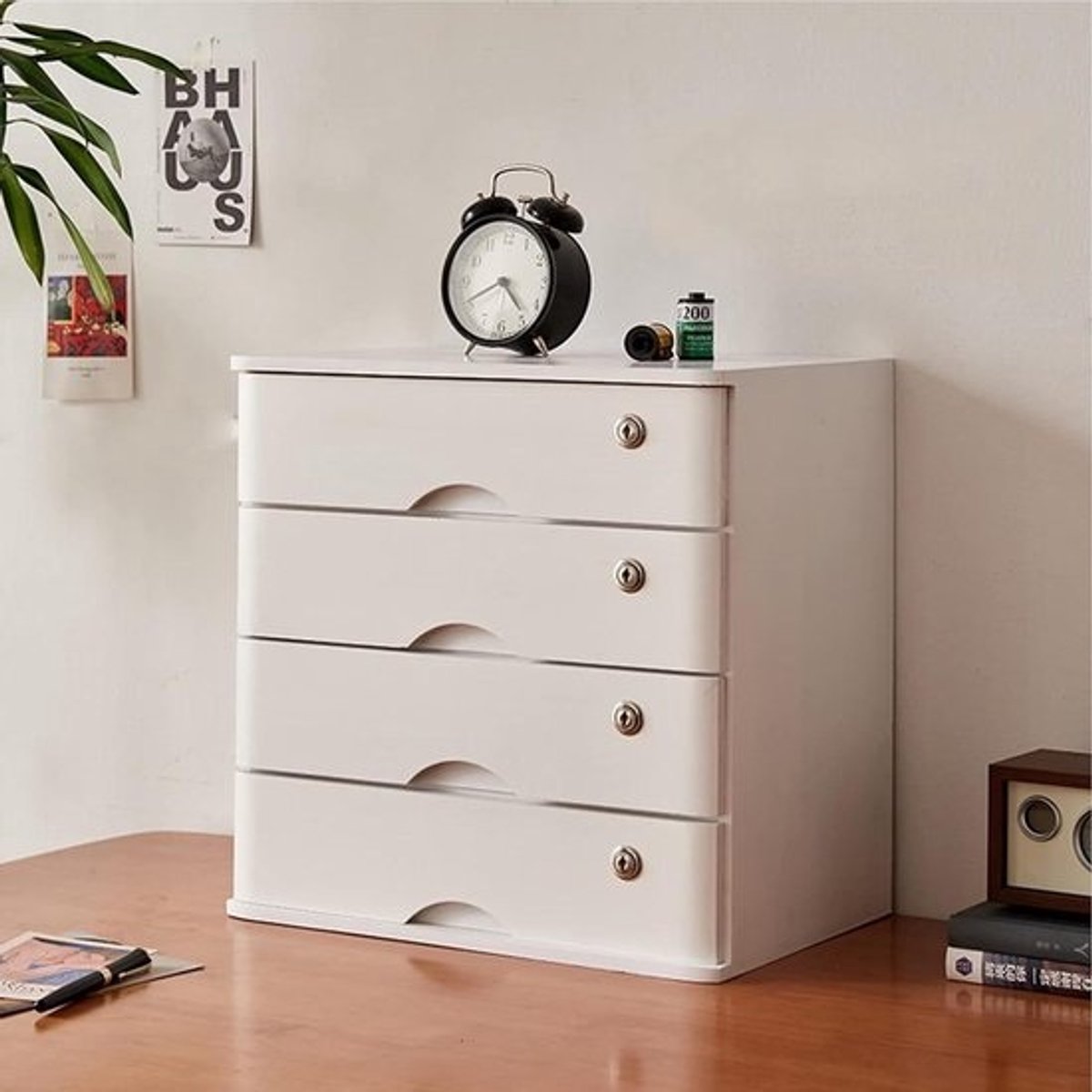 Houten Archiefkast - Bureau Opberger - Kantoor Organiseren - Met Afsluitbare Laden - Voor A4 Papier - Eiken