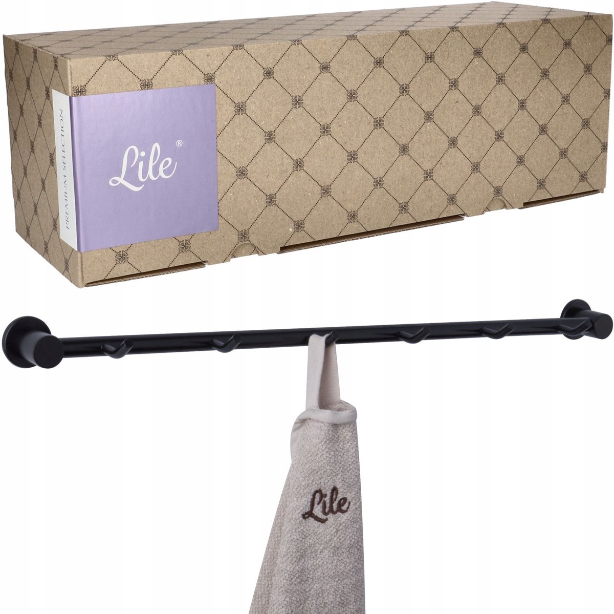 Zwarte Wandrek met 6 Haken - Loft Design
