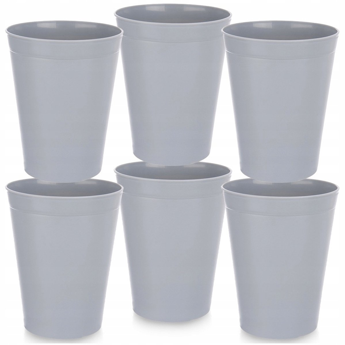 6x Herbruikbare Plastic Bekers 300 ml - Grijs