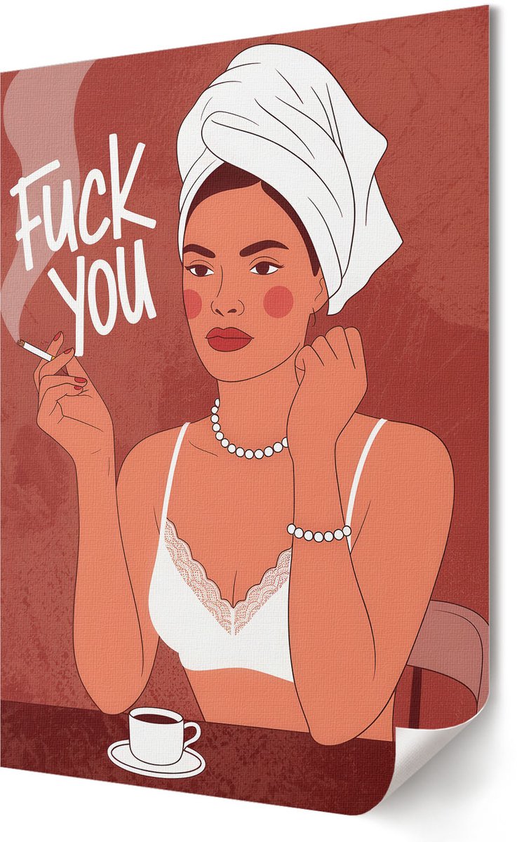 Coloray Polycanvas Poster - Zelfverzekerd, Illustratie - 420 x 594 - Rood Kunst - Rechthoek - Muurdecoratie - Woonkamer, Slaapkamer, Kantoor - Popcultuur