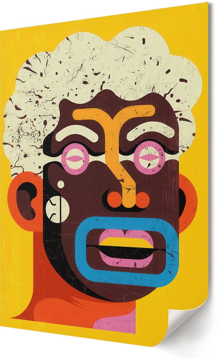 Coloray Polycanvas Poster - Abstract Portret, Illustratie - 420 x 594 - Geel Wandposter - Rechthoek - Wandkunst - Woonkamer, Slaapkamer, Kantoor - Expressief