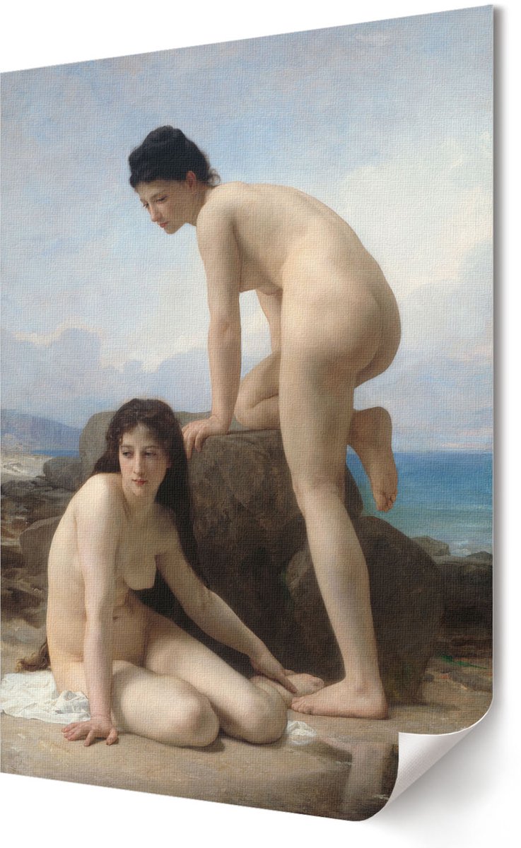 Coloray Polycanvas Wandposter - Vrouwen Die Baden, Schilderen - 420 x 594 - Beige Illustratie - Rechthoek - Canvasposter - Woonkamer, Slaapkamer, Kantoor - Klassiek