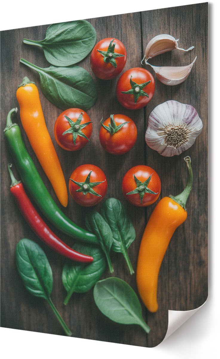 Coloray Polycanvas Wandposter - Kleurrijke Groenten, Fotografie - 594 x 840 - Groen Kunst - Rechthoek - Wandkunstwerk - Slaapkamer - Klassiek