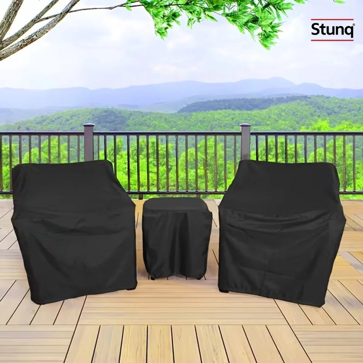 Stunq Tuinmeubelhoezen set 3-delig waterdicht anti-UV zwart