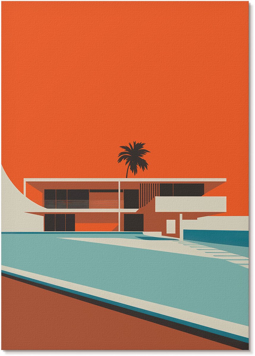 Tulup Polycanvas Wandposter - Moderne Architectuur, Schilderen - A4 - Oranje Wandposter - Rechthoek - Wandkunstwerk - Woonkamer, Slaapkamer, Kantoor - Minimalist