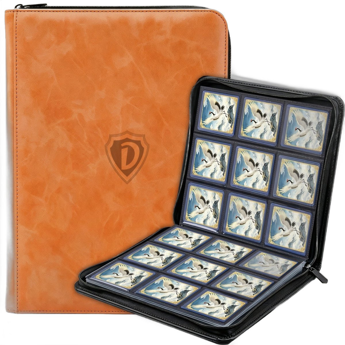 Currero Toploader Binder - Verzamelmap Kaarten - Geschikt voor Pokemon - 4 Pocket - 9 Pocket - 12 Pocket - Trading Card Map - Toploadermap - Oranje - 288 Kaarten