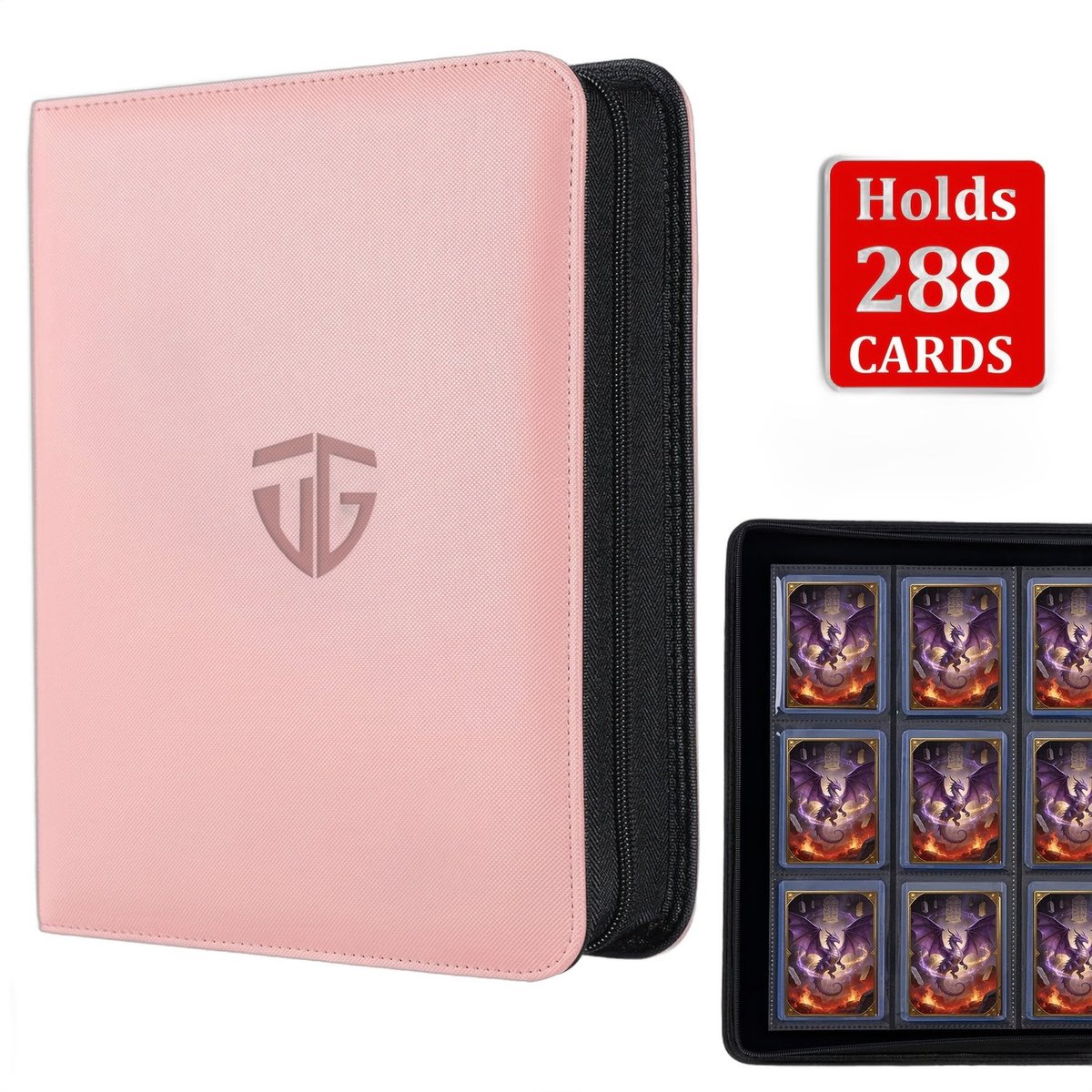 Currero Toploader Binder - Verzamelmap Kaarten - Geschikt voor Pokemon - 4 Pocket - 9 Pocket - 12 Pocket - Trading Card Map - Toploadermap - Nieuw Sakura Roze - 288 Kaarten