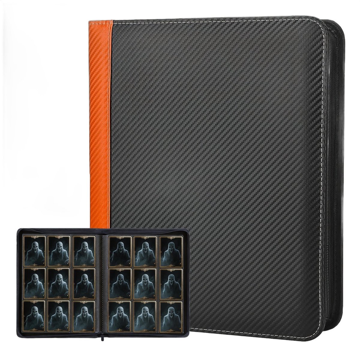 Currero Toploader Binder - Verzamelmap Kaarten - Geschikt voor Pokemon - 4 Pocket - 9 Pocket - 12 Pocket - Trading Card Map - Toploadermap - Oranje