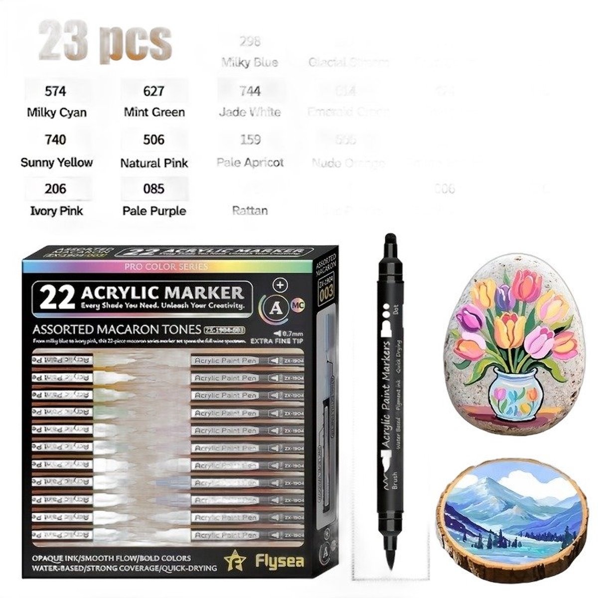 Currero Aquamarkers - Twinmarkers - Brushpennen - Stiften - Markeerstiften Op Waterbasis - Dual Tip - Tekenen En Kleuren - 23-Delig Set Metallic