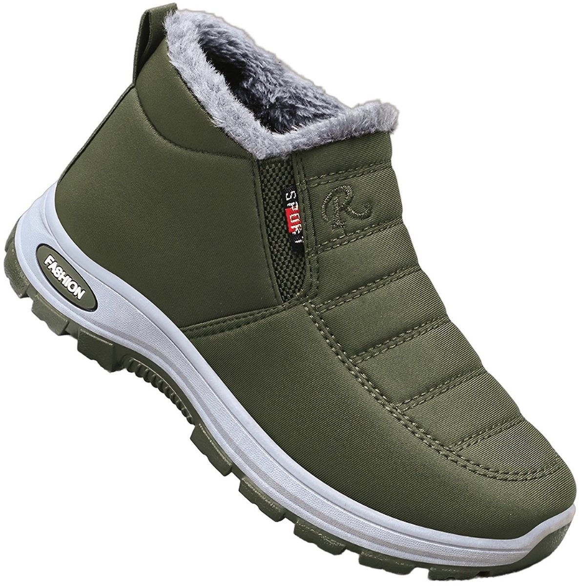 Currero Snowboots Heren Sneeuwlaarzen Heren Winterlaarzen Gevoerde Winterschoenen Waterdicht Antislip Zool Warm Gevoerd Wandellaarzen Winter Groen