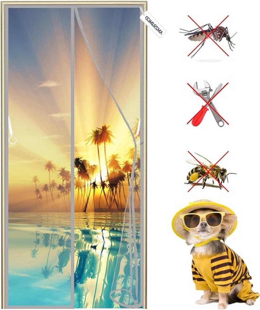 Magnetische Hordeur - Insectengordijn Deur - Insecten Buiten Houden - Automatisch Afdichtend - 90 x 235 cm - Grijs