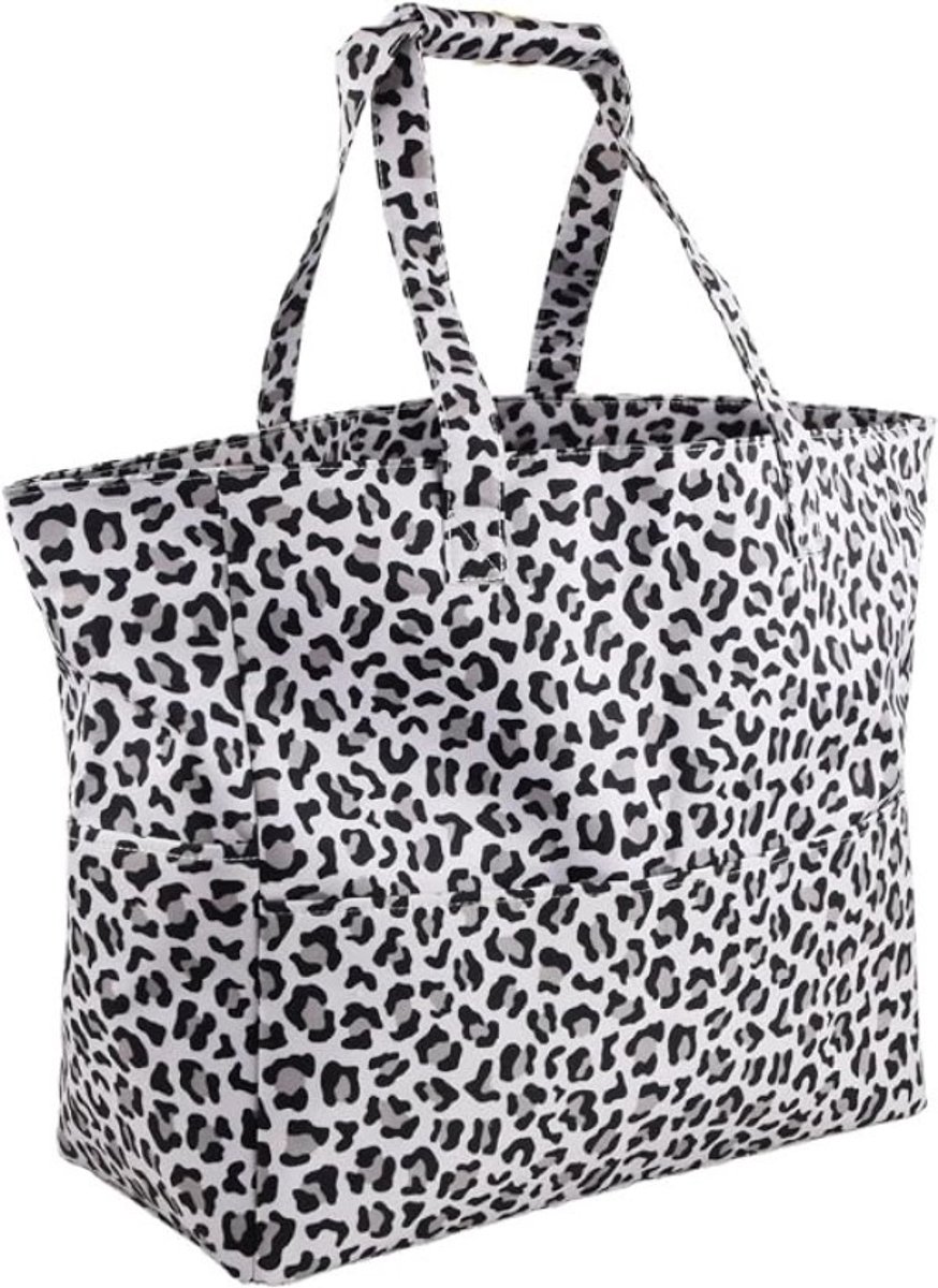 PolkaHome Strandtas XXL Familie - Waterdichte Luipaardprint Tas met Ritssluiting, 44x40x20 cm