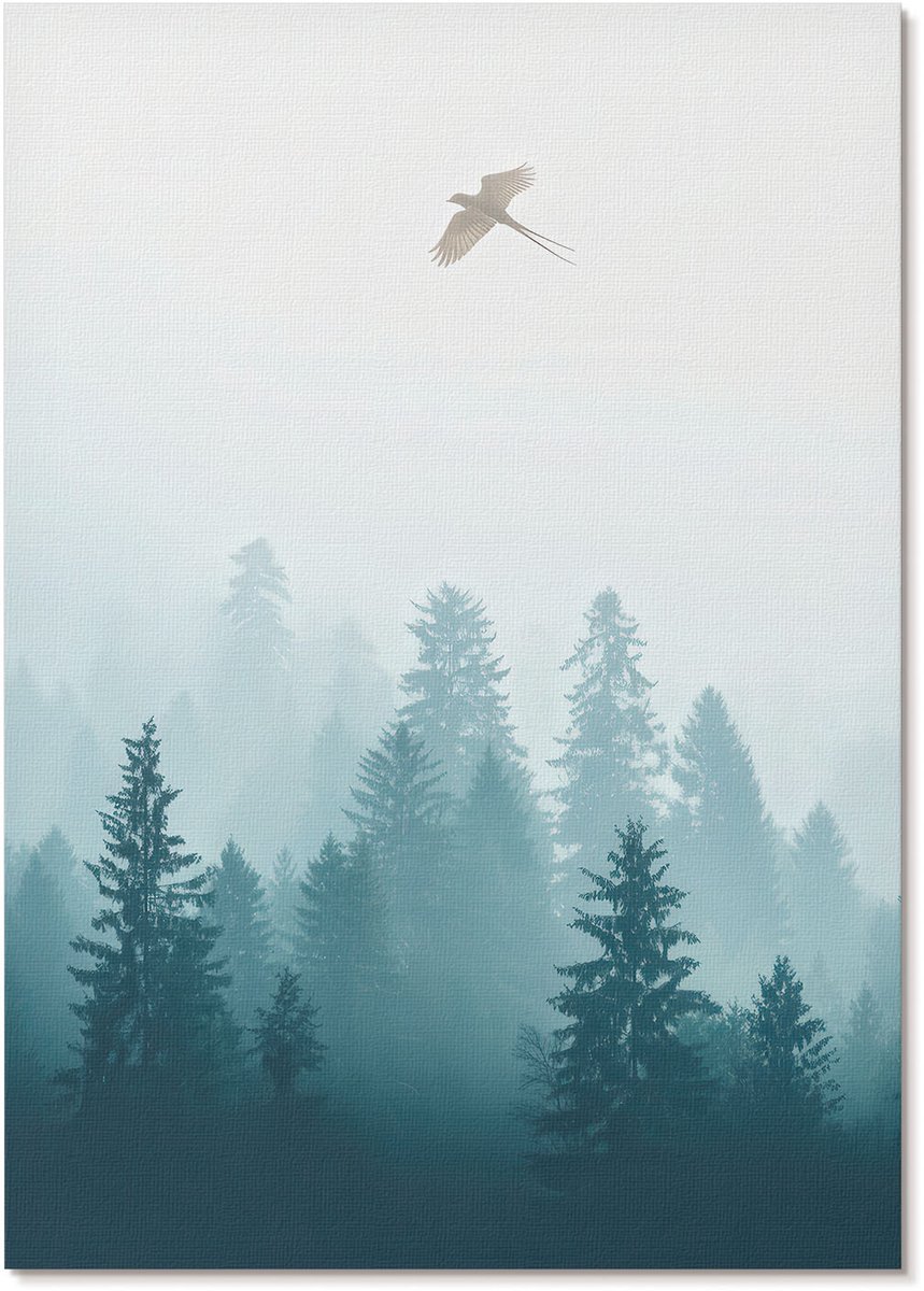 Tulup Polycanvas Poster - Een Vogel In Vlucht, Fotografie - A4 - Blauw Illustratie - Rechthoek - Wandkunst - Woonkamer, Slaapkamer, Kantoor - Modern