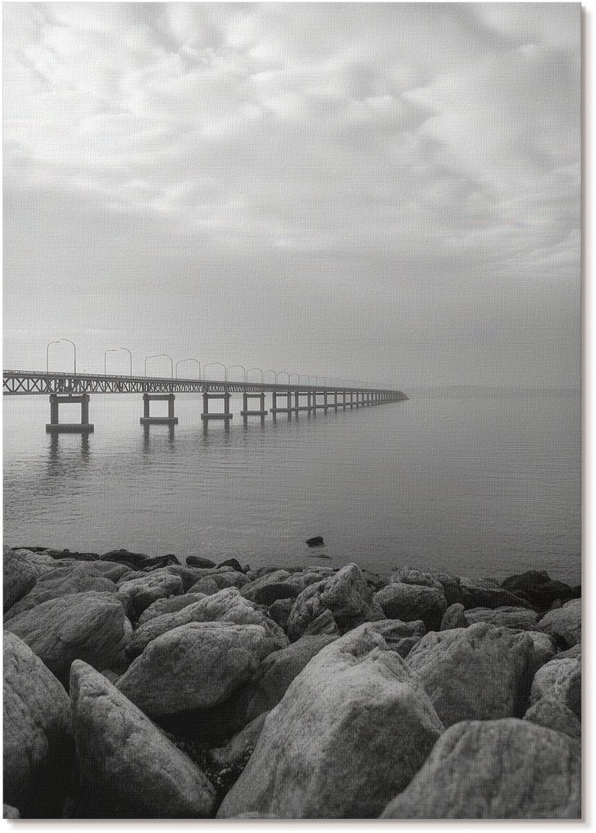 Tulup Polycanvas Poster - De Brug En De Zee, Fotografie - A4 - Grijs Wandposter - Rechthoek - Decoratieve poster - Woonkamer, Slaapkamer, Kantoor - Klassiek